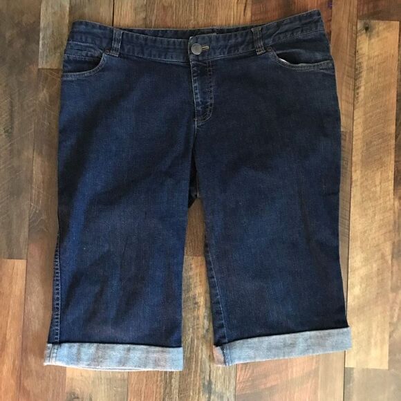 J.jill blue jeans Capri cropped size 12 denim rolled cuff mid rise flare leg - Picture 3 of 5